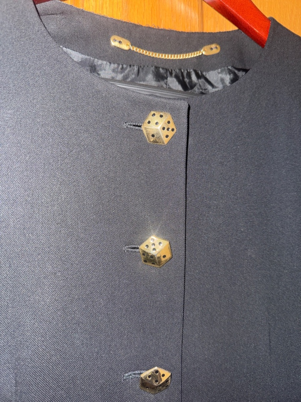 Escada VINTAGE Black Tailored Jacket with SHINY Gold DICE Buttons 36 - Picture 3 of 4